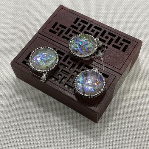 1pcs Abalone Crystal Inlaid Pendant Drop-shaped Exquisite DIY Necklace Earrings Jewelry Accessories Handmade Creative Gifts