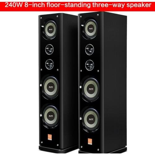 240W High-power 8 Inch Floor-standing Three-way Speaker with Dual High and Bass Home Theater Hifi Fever Speaker High Fidelity