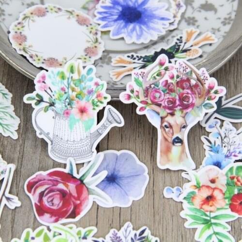 31pcs Watercolor Plant Leaf Flower Bouquet Scrapbooking Sticker Pack for Laptop Computer Planner Book Water Bottle Journal Diary