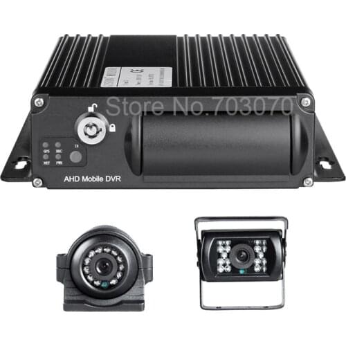 4CH Dual SD Card Bus/Truck Car Mobile Dvr Kits 2PCS Waterproof IR CCTV Security Camera AHD 1080 Car Dvr Recorder Kits I/O Alarm