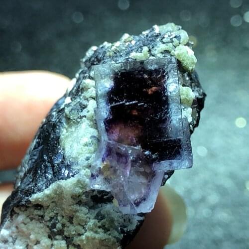 40.2gNatural mirage fluorite and arsenopyrite stone home decoration ring vein healing geology teaching CRYSTAL QUARTZ GEM