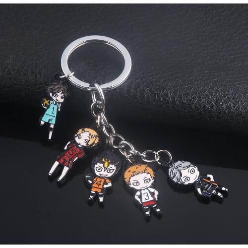 Anime Haikyuu Metal Charms Keychain Hinata Shoyo Kageyama Tobio Kenma Kozume Figure Pendant Key Chain for Women Men Jewelry