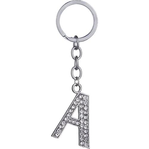 FREE SHIPPING BY DHL 100pcs/lot 2019 New 3CM Metal Letters From A To Z Rhinestone Keychains Letters Keyrings Gifts
