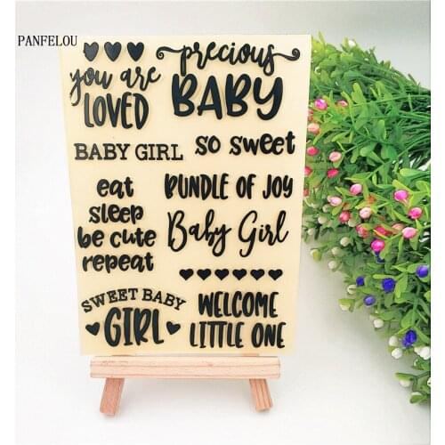 Baby Sweet Words Embossing Folders Plastic For Scrapbooking DIY Template Fondant Cake Photo Album Easter Card MakingHalloween