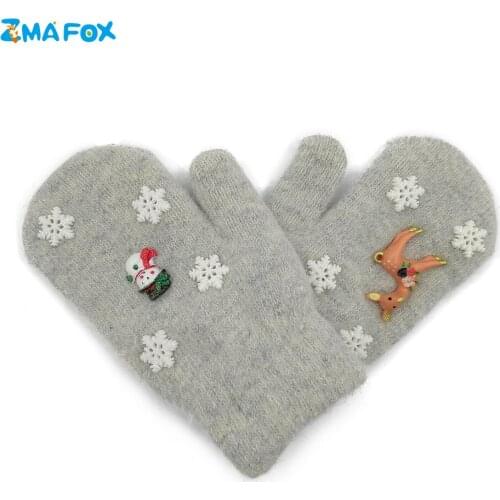 ZMAFOX children winter thicken gloves baby boy girl Christmas gifts kids plush full fingers thermal glove keep warm mittens 4-10