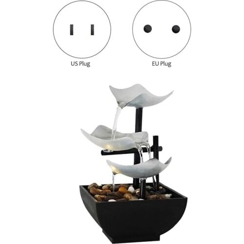 Indoor 3-Tier Tabletop Fountain, Automatic Pump with Power Switch, Extra Deep Basin with Natural Feature