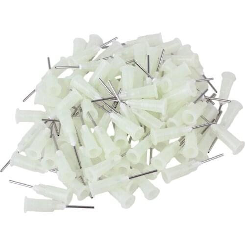 1/2'' Plastic 19Ga Stuck Connector Stainless Steel Dispenser Needles Liquid Adhesive Glue Syringe Pack of 100