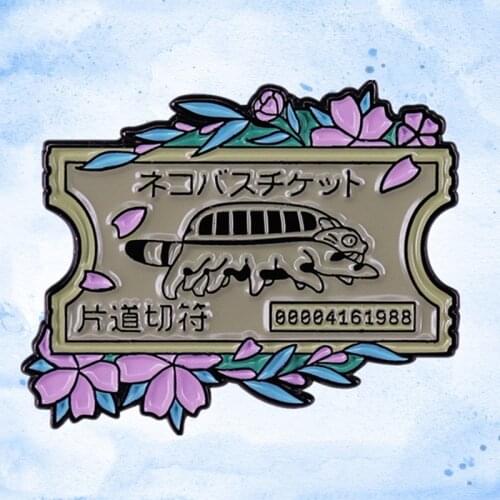 Totoro Cat Bus Gatobus single ticket Enamel Pin hayao miyazaki Badge Studio Ghibli brooch