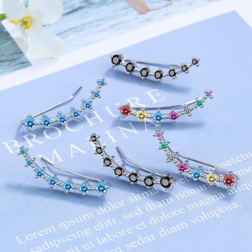 Fanqieliu Real 925 Sterling Silver Earrings For Girl 7 Crystal Jewelry Stud Earring Women FQL21253