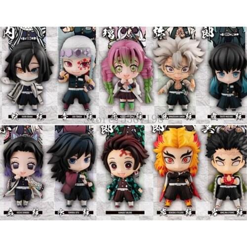5pcs Anime Figure Demon Slaye Kamado Tanjirou Uzui Tengen Tomioka Giyuu Action Figure Kimetsu No Yaiba Figurine Model Doll Gift
