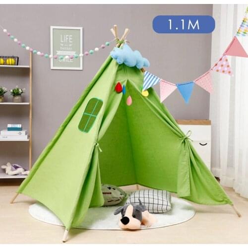 1.1M Cotton Carva Childrens Tent Portable Kids Tent Tipi Teepee Childrens House Indoor Childrens Hut Playhouse Baby Tents