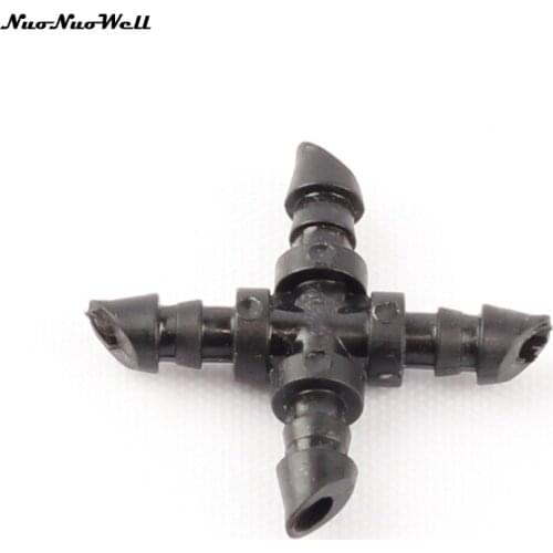 40pcs NuoNuoWell 4/7mm Barbed Straight Cross 4 Way Water Splitter Garden Irrigation Drip System Flower Pots Watering Droppe