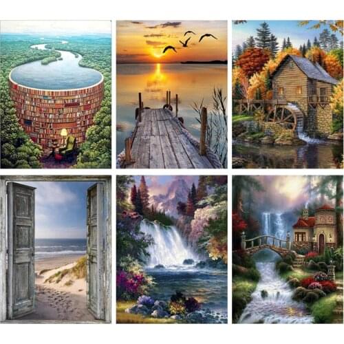 DIY Scenery 5D Diamond Painting Full Round Drill Mosaic Landscape Diamond Embroidery Cross Stitch Wall Art Home Decor