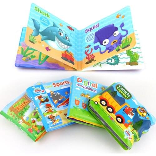 Bath Books Baby Education Toy Intelligence Development Dolphin happy farm EVA plastic Floating Bebe Baby Water Book Toys