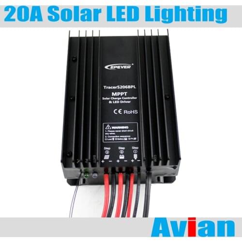 Epever MPPT 20A LED Lighting Solar Controller 12V 24V Auto Work with Built-In LED Driver IP67 Waterproof