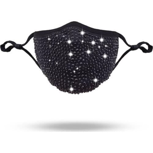 Womens Masquerade Bling Rhinestone Mask Reusable Washed Pure Cotton New Female Accessories Halloween Cosplay Party