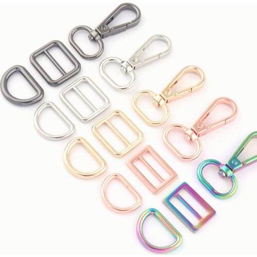 20mm Rainbow Metal Swivel Claw Clasp,Dog Collar Hardware Adjuster Backpack Buckle Webbing Purse Hardware D Ring Strap Slide