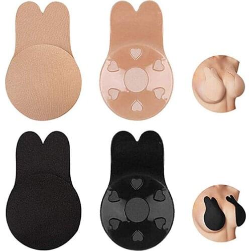 Rabbit Reusable Women Breast Petals Lift Nipple Covers Invisible Adhesive Strapless Backless Stick On Bra Silicone Stickers Bras
