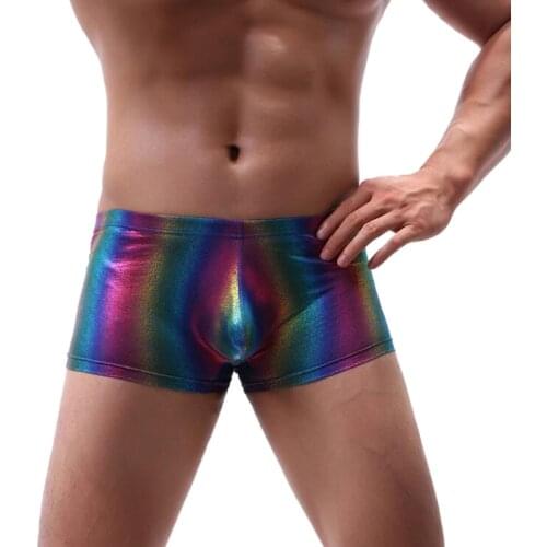 Male underwear underpants dazzle rainbow underwear men boxer men ropa interior hombre U convex breathable cueca masculina boxer