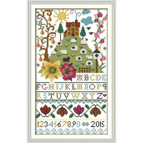 Flowers alphabet cross stitch kit cartoon 14ct 11ct count print canvas stitches embroidery DIY handmade needlework plus