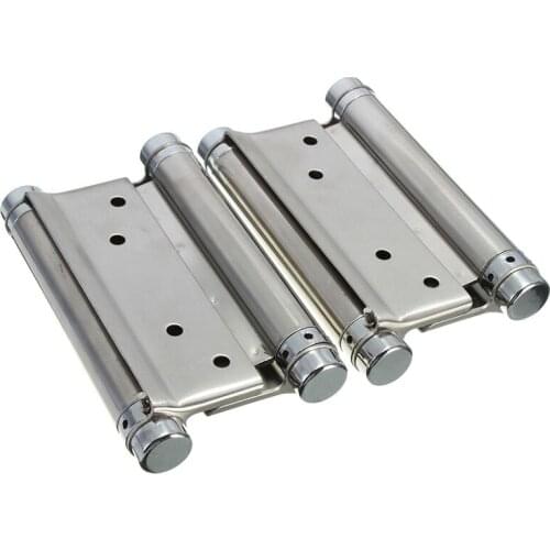 New 1 Pair Cafe Saloon Door Swing Self Closing Double Action Spring Hinge Silver