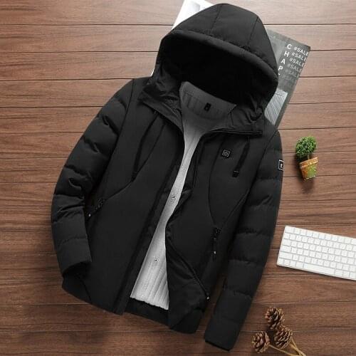2020 New Mens Overcoat Winter Warm Coat Solid Color Hooded Collar Long Sleeves Comfortable Leisure Time Cotton-Padded Clothes