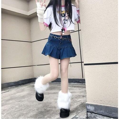 New Winter Japanese Hot Girl Knee Sleeve Leg Cover Harajuku Punk White Handmade Furry Leg Warmer 15cm-40cm