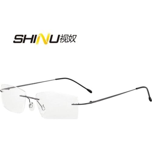 SHINU Ultralight Frameless 100% Titanium IP plated Glasses Frame Men High Quality Super Stretch Eyeglasses Frame TI025