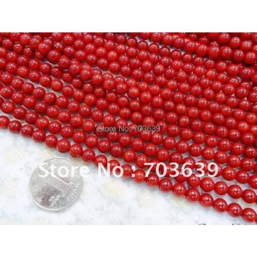 Wholesale 5 Strands 6mm Coral Loose Beads For Jewelry DIY, Natural Coral Beads Accessory Fit Earrings, Bracelets, Necklaces