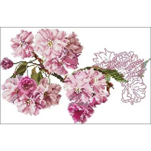 Pink flower patterns Counted Cross Stitch 11CT 14CT 18CT DIY wholesale Chinese Cross Stitch Kits Embroidery Needlework Sets