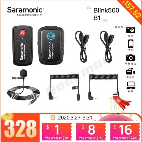 Saramonic Blink 500 Series B1 B2 B5 B6 2.4GHz Dual-Channel Wireless Microphone System with Lavalier Blink500 VS RODE wireless go