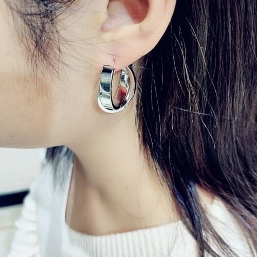 GorGor Gold Cut Hoop Clip on Earrings for Women Geometric Chunky Earrings Girls Gift DKE-1062