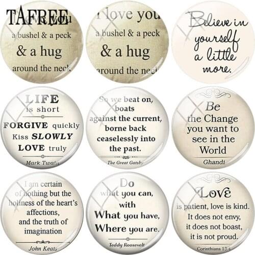 TAFREE Psalm Bible Verse Image 25mm Round Flat Back Glass Cabochon Dome Accessories DIY Friendship Love Dream Jewelry