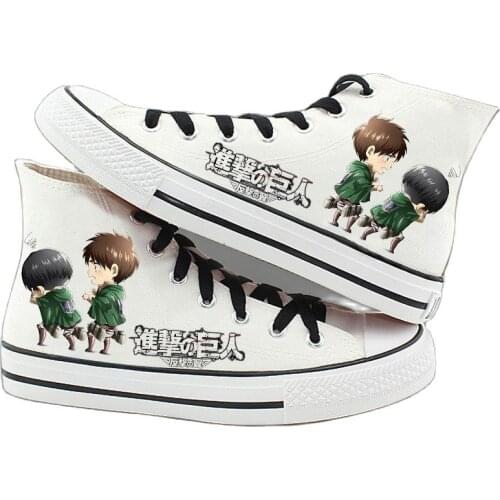 High-Q Unisex Japan Anime Cosplay Attack on Titan plimsolls canvas shoes Preppy Student Casual Shoes Daily rope soled shoes