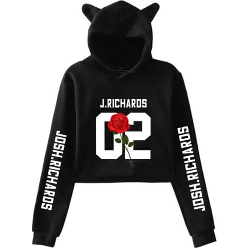 Josh Richards spring new Kawaii cat ear cotton hoodie casual all-match pullover loose hoodie comfortable short sexy hoodie tops