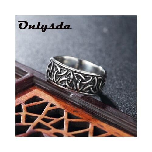 Vintage Viking Stainless Steel Celtics Knot Ring Men Nordic Trinity Wedding Rings Womens Band Promise Jewelry Party Gift OSR650