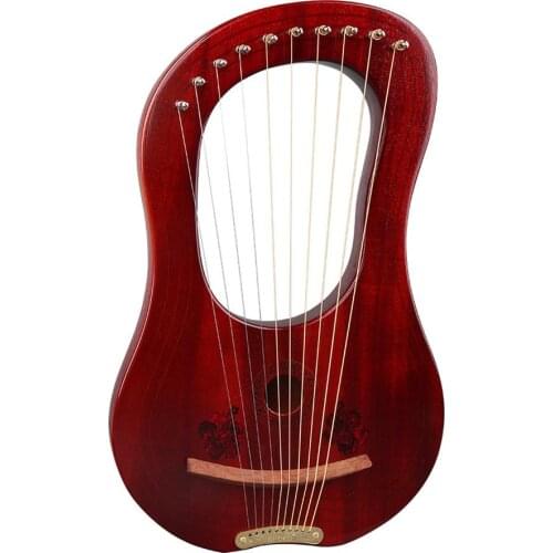 10-String Lyre C-Tone Mahogany Panel String Instrument with Cotton Padded Carry Bag+String+Tuning Wrench for string accessories