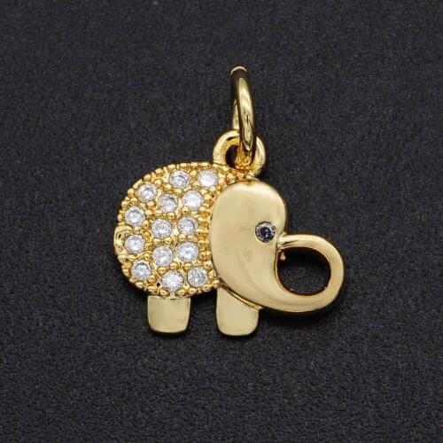 10x12mm 100% CZ Zircon DIY Jewelry Baby Elephant Charm Pendant Wholesale Lucky Charm Fashion Jewellery Pendants