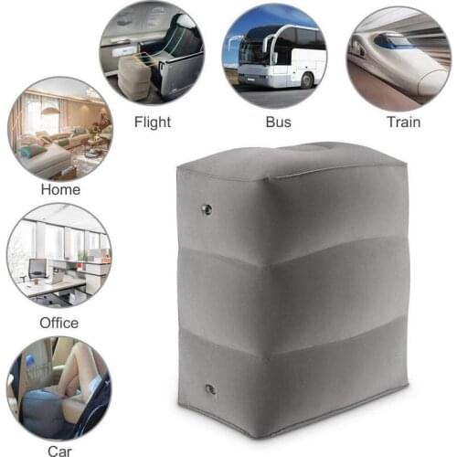 3 Layers Inflatable Travel Foot Rest Pillow Airplane Train Car Footrest Cushion 360g