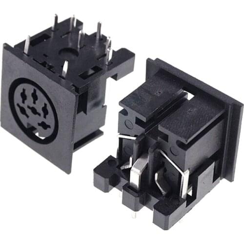 5pcs Din Socket 6 Position Female 6 Pin PCB Right Angle Through holes PCB SDS-J DS Power Socket 2A 110V Circular Receptacle