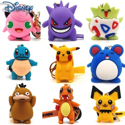 9 styles Pokemon dolls Pikachu Charmander Psyduck Jigglypuff Squirtle Japanese anime keychain childrens toy gift