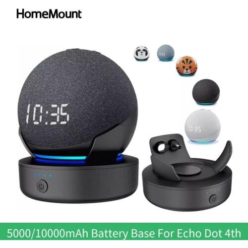 5000/10000mAh Battery Base For Echo Dot 4th Gen Portable Charger Power Bank Docking Station Alexa Speaker Mount Stand Holder