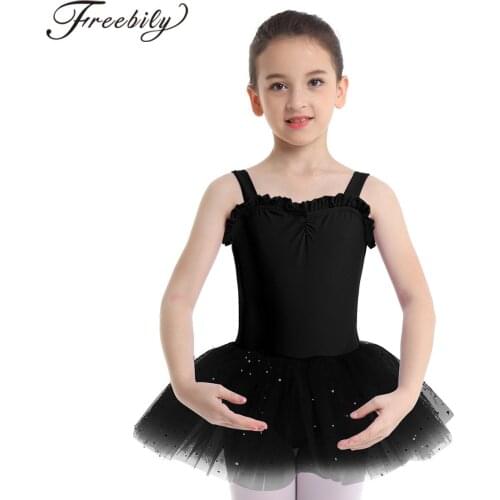 Ballet Dress Girls Kids Sleeveless Gymnastics Leotard Ballet Dance Tutu Dress Ruffled SweetheartBallet Clothing With Mesh skirt