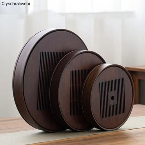 Large Capacity Water Storage Bamboo Tea Tray Round Tea Board Chinese Kung-Fu Tea Set Traditional Bamboo Pu'er Tea Tools Kitchen