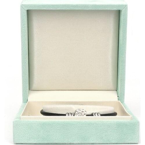 New Velvet Jewelry Storage Box Ring Earring Necklace Retro Blue Emerald Green Two Colors Optional Built-in Card Slot Removable