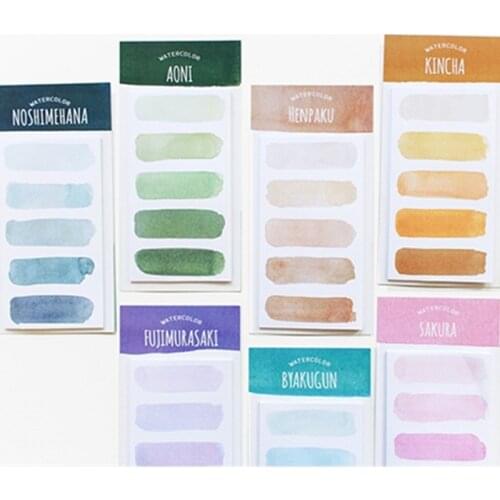20pcs*5 Watercolor Mood Tearable Post-it Notes Bullet Journaling Accessories DIY Collage Material Paper Self-adhesive Memo Pads