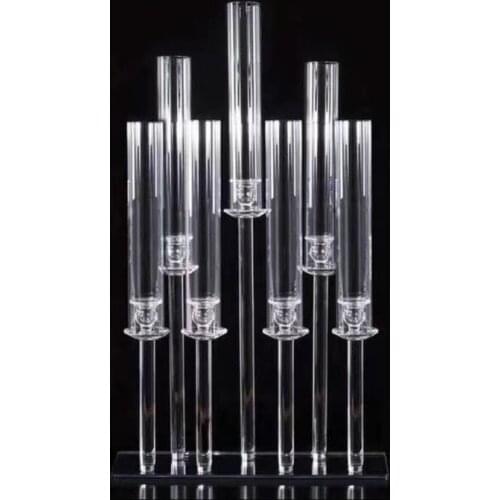 5pcs)65cm bulk tall acrylic candlestick holders 7 lights crystal candle holder wedding candelabra
