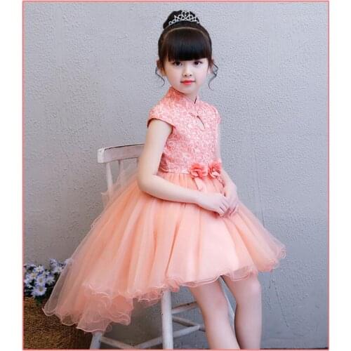 Elegant Girl Summer Dress Flower Girl Dress Pink Appliques Lace Girls Wedding Party Dress First Communion Gown Pageant Clothes