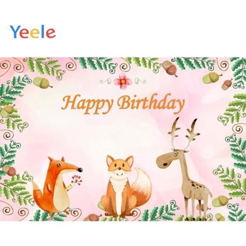 Jungle Animals Party Palm leaves Squirrel Banner Baby Birthday Photography Backgrounds Customized Backdrops For Photo Studio