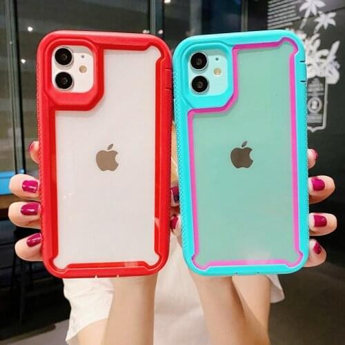 Hybrid Shockproof Bumper Phone Case For iPhone 12 11Pro Max 12 Mini XR XS Max X 7 8 Plus SE 2020 Armor Transparent PC Back Cover